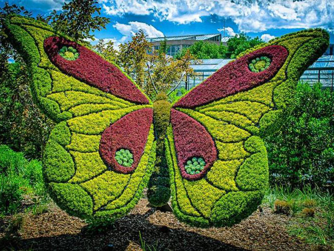 3 butterfly garden sculptures