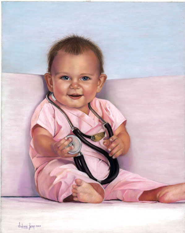 4 baby pastel painting