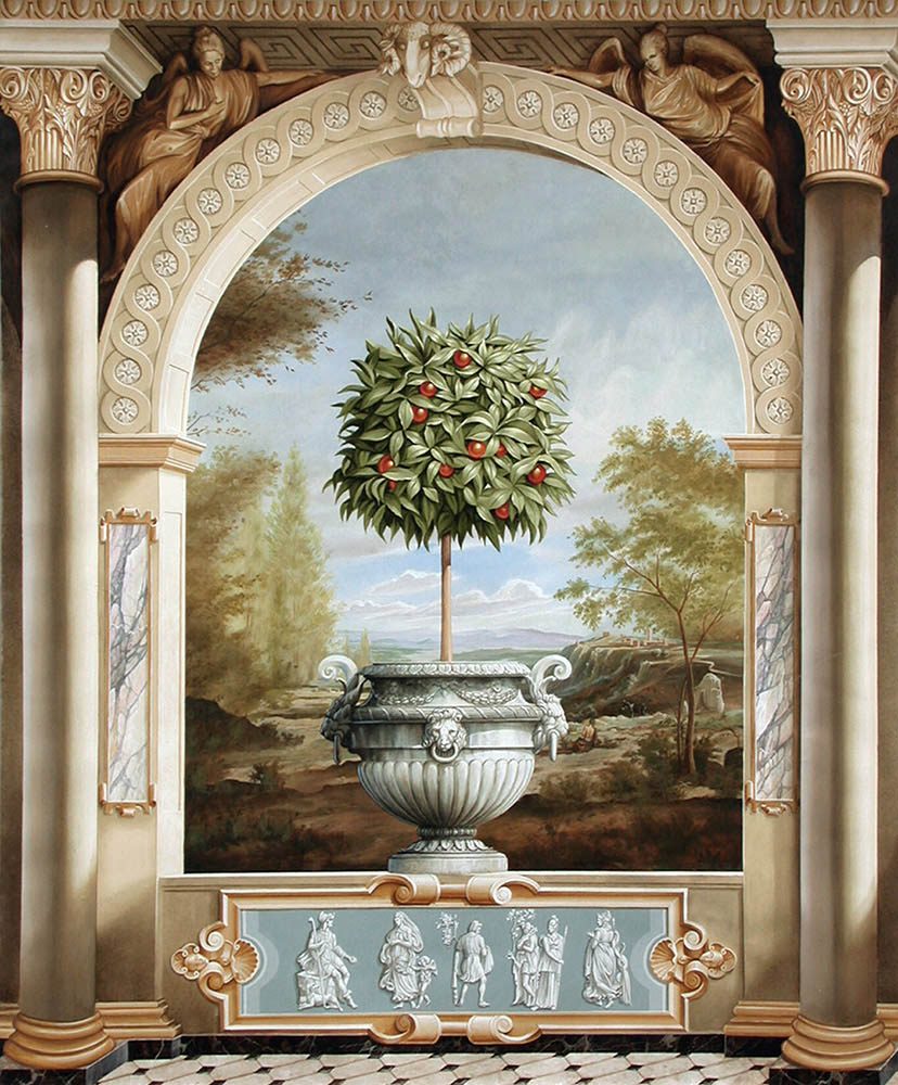 4 flower vase wall mural painting