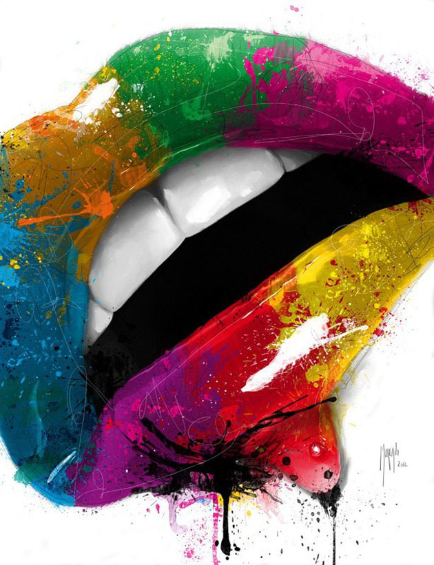 4 lips colorful paintings