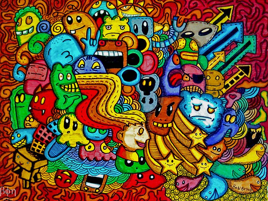 5 colorful doodles