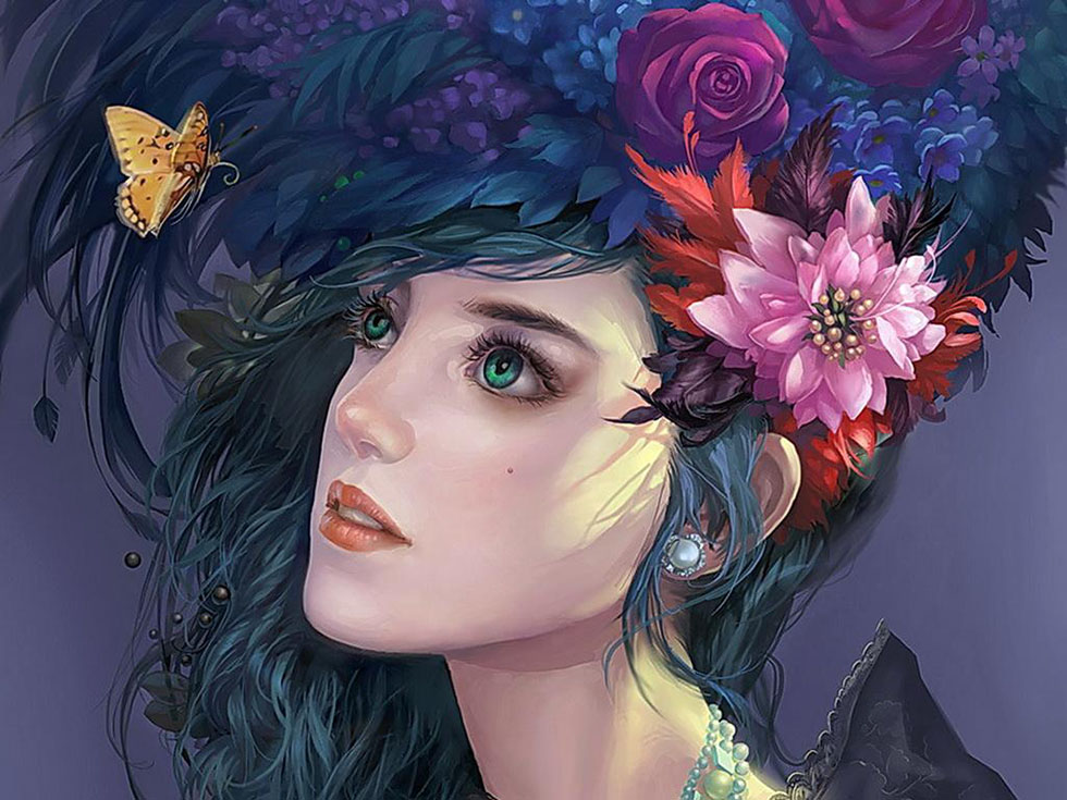 5 flower girl fantasy art