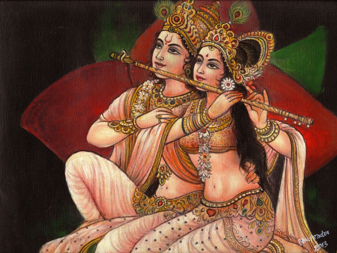 indian painting radha krishna by bhupendra -  5