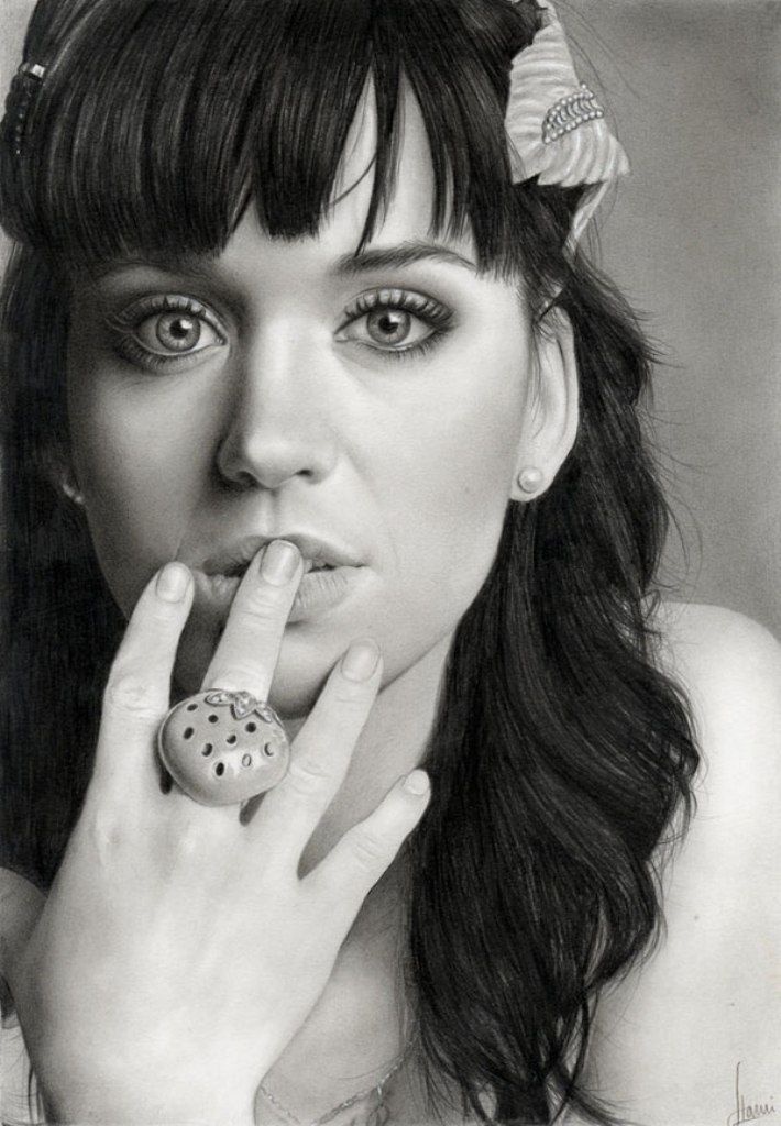 5 potrait drawings by katy perry