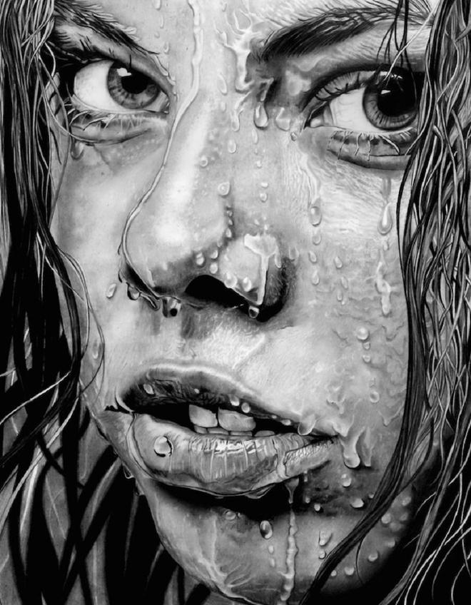 wet girl face drawings
