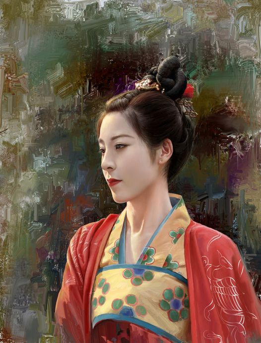acrylic painting chinese girl by martin lee
