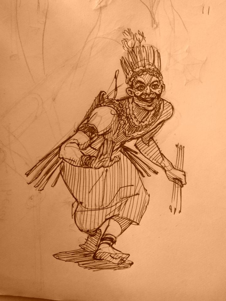 ancientman pen drawing by deepak ganguly