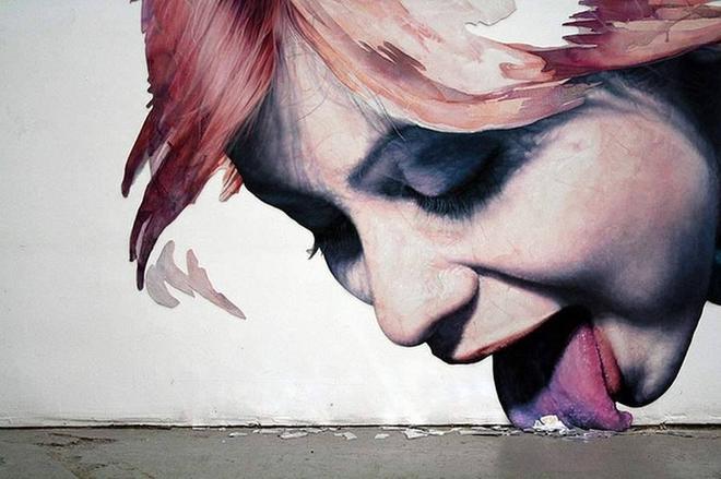 woman creative street art work