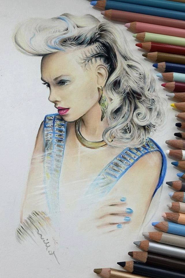 girl color pencil drawing by plusnar