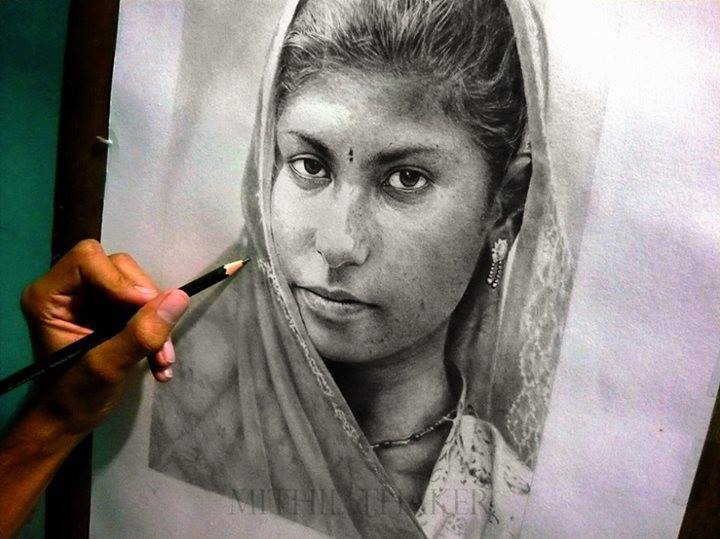 girl pencil drawing by mithil thaker