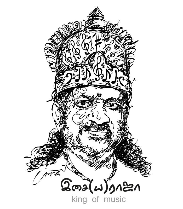 ilayaraja drawing by tamilnadu artist balaji