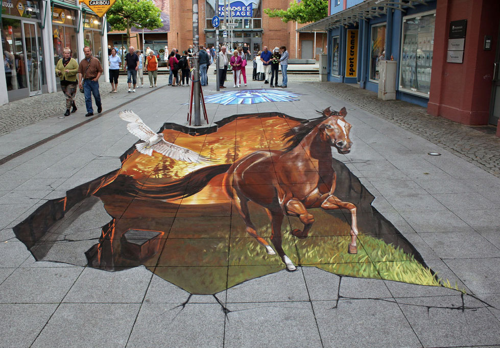3d horse street art nikolaj