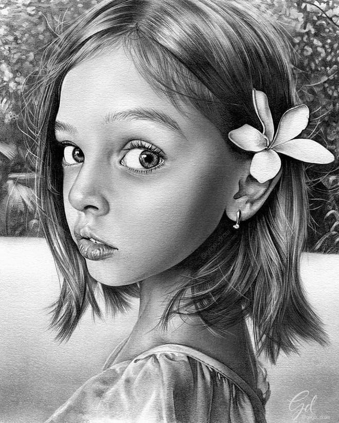 Portrait pencil drawing girl by grigo draw