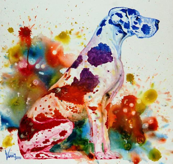 dog watercolor painting byveri apriyatno