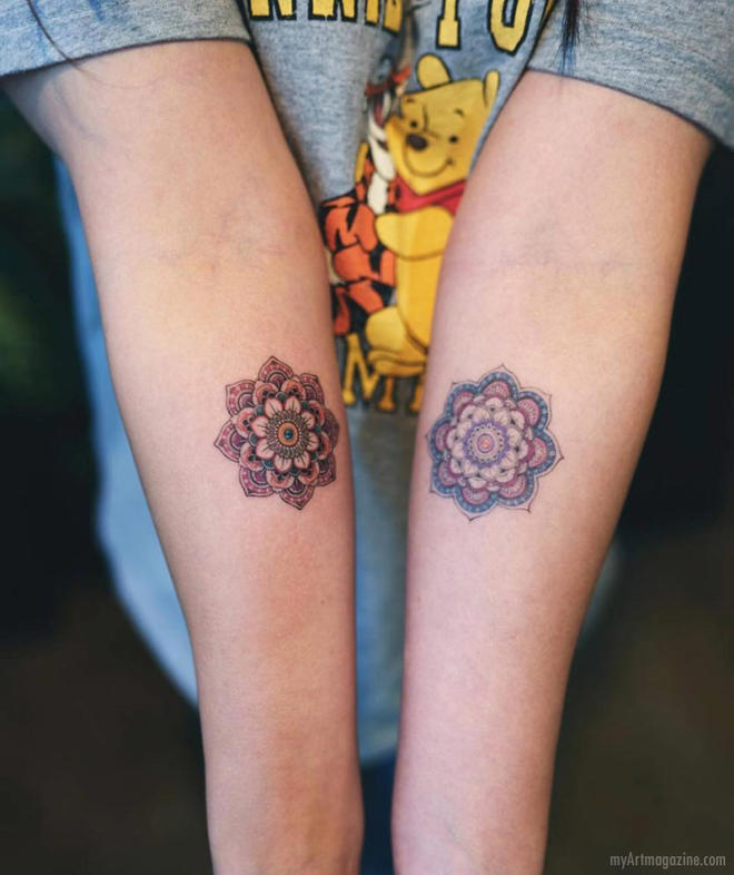 color tattoo art work mandala flower
