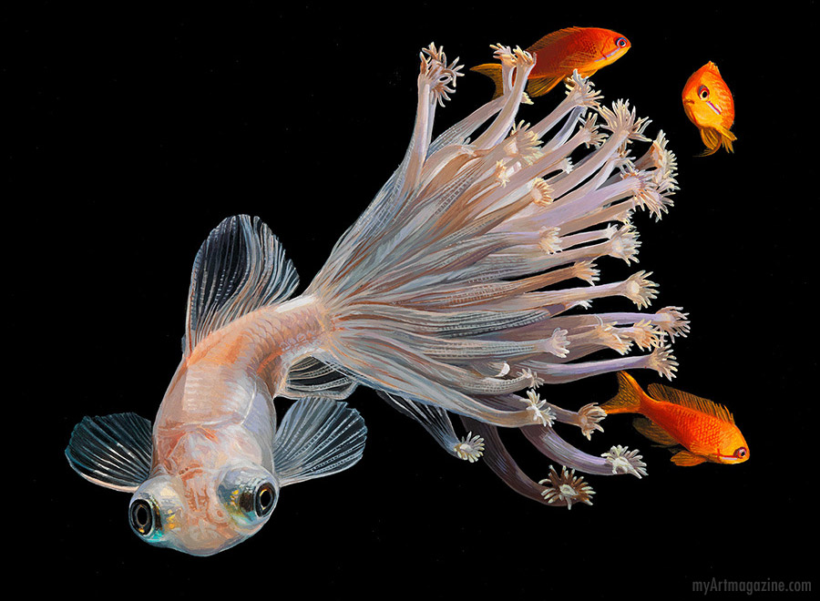 fish hyper realistic painting by lisa ericson