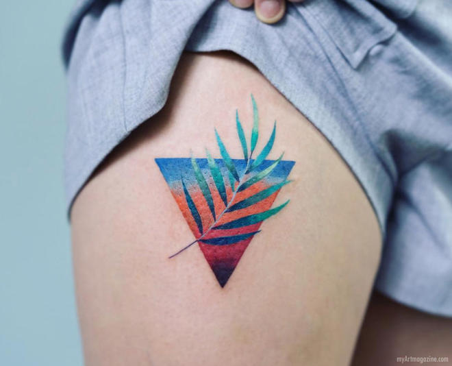 Tattoo art color leaf