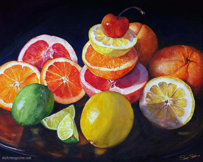 Painting hyper realistic artwork fruits still life by susyq studio