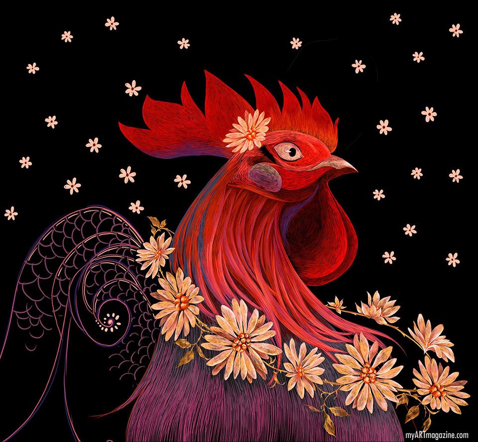 digital illustration rooster by baohuyen