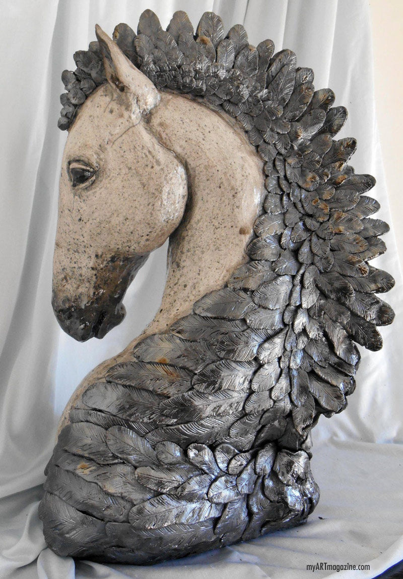 horse sculpture bust by leslie ahrens