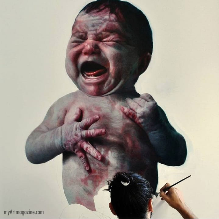 newborn baby realistic painting by eloy morales