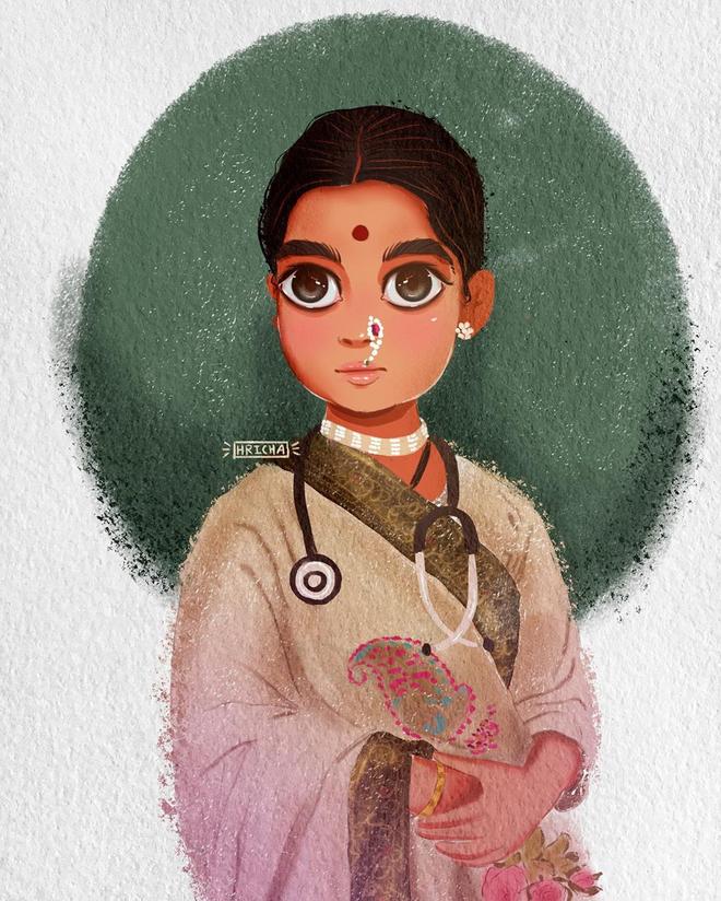 painting indian doctor woman by hricha nilawar